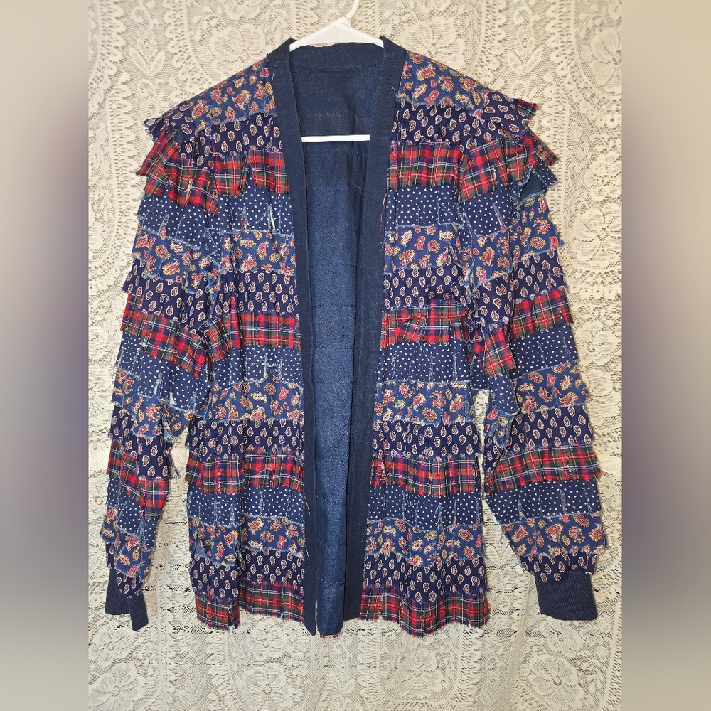 Patchwork Patterned Women's Jacket, Homemade Vintage